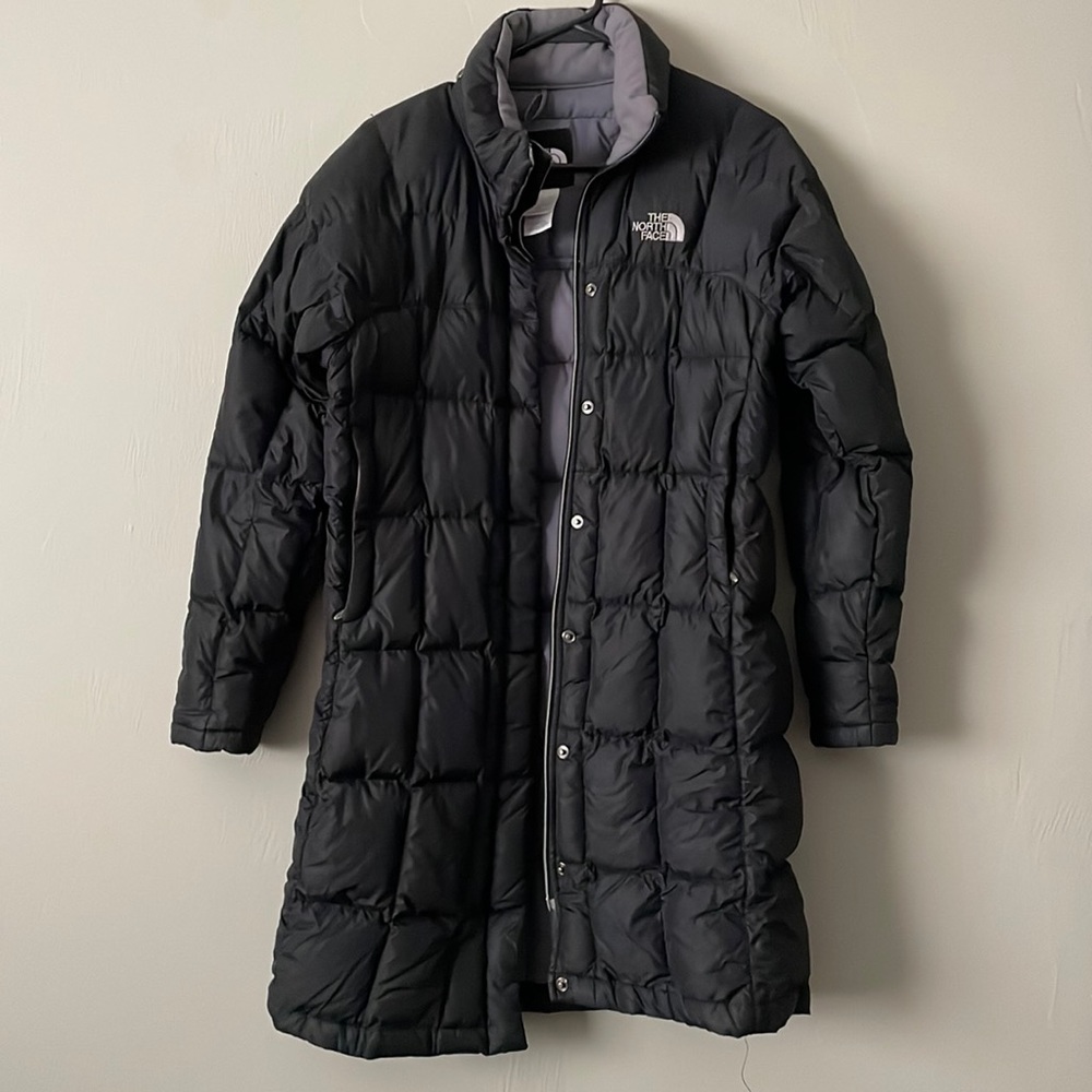 The North Face, black puffy jacket